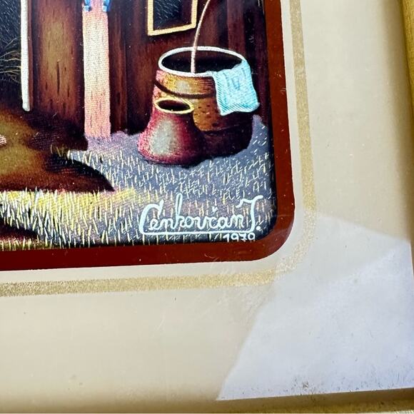 Vintage Foil Engraved Art by Ivan J Cenkovcan 1979 Spring in the Village Signed - Picture 8 of 8